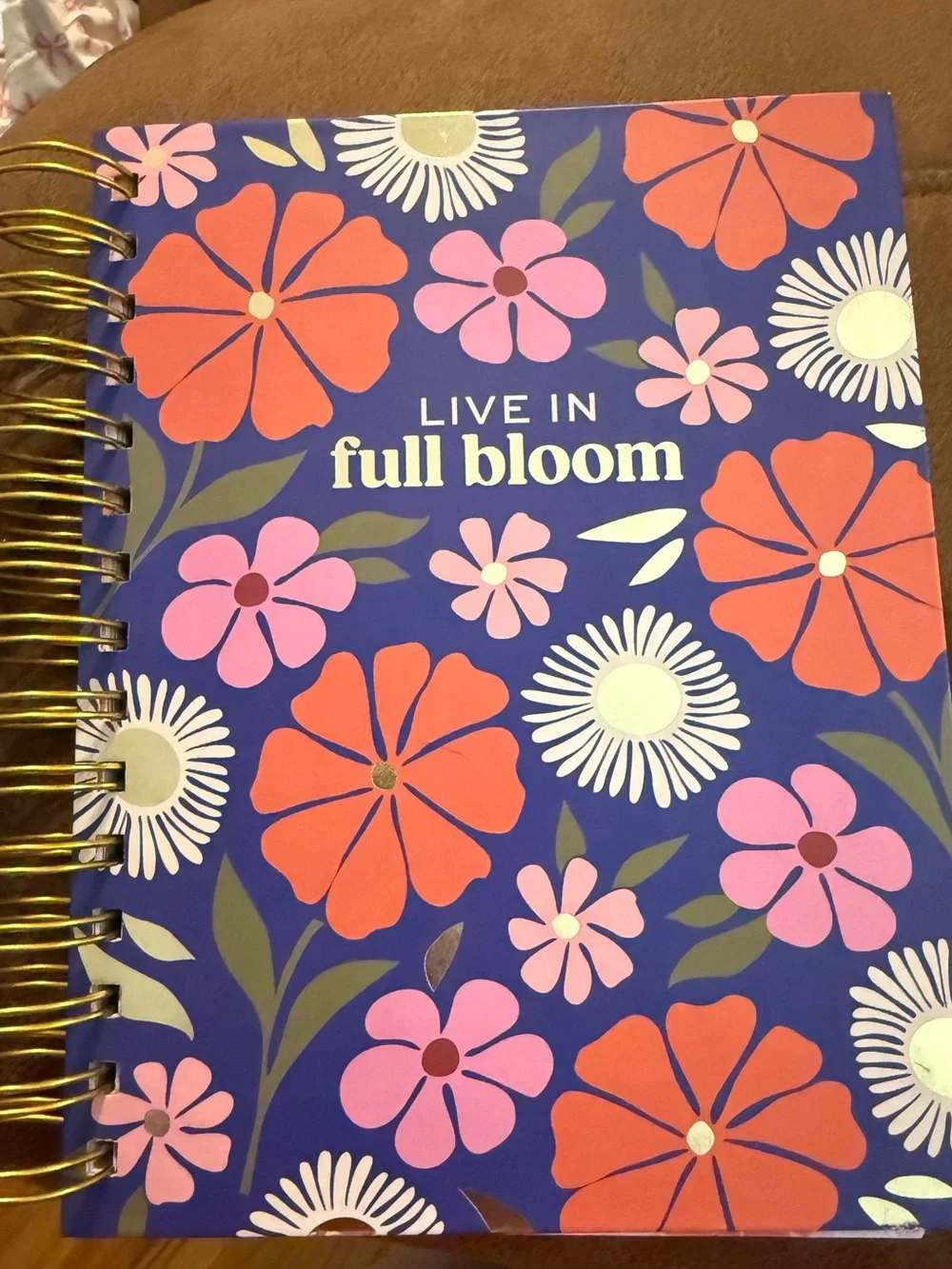 Floral Spiral Planner - Navy with Pink & Coral Flowers